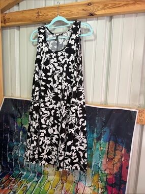Piphany Black & White Floral Midi Tank Dress